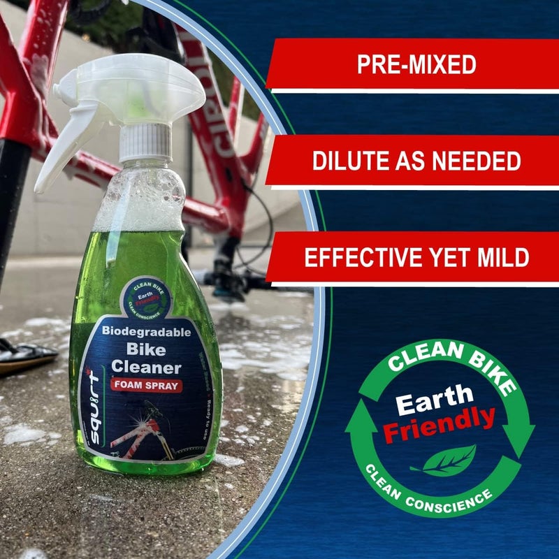 Squirt Bicycle Cleaner Spray (25 Oz) – Ready-to-Use Mild Bike Cleaner for All Bike Types & Parts – Gentle Foam Spray Bottle w/Trigger Nozzle – Planet-Friendly Bike Tools & Maintenance Aid - Image 3